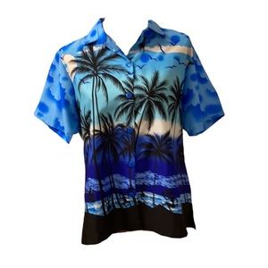 LA LEELA Women's Hawaiian Shirt Beach Button Down